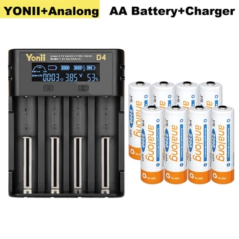 

8pcs AA rechargeable batteries ni-mh aa rechargeable battery with LCD battery battery charger for 18650 battery for aaa aa batte