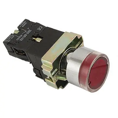 

220V Lamp Light Red Momentary Push Button Switch 1 NC N/C 10A 400V AC ZB2-BE102