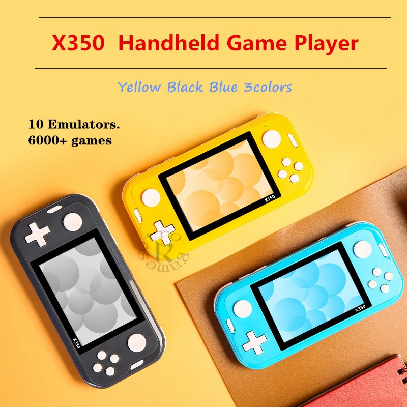 X350 Game Console Handheld Game Player 3.5 Inch IPS Screen with 6000+ Retro Games Video Game Console for GBA/MD/FC 10 Emulators