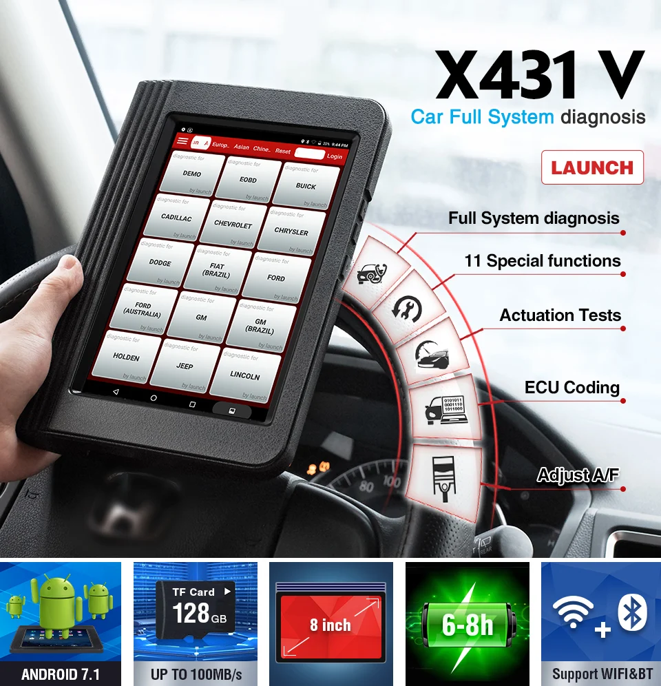 Launch X431 V 8 дюймов Автомобильный диагностический инструмент Поддержка WiFi/Bluetooth 2 года обновление бесплатно launch X 431 V PK PROS Мини инструмент