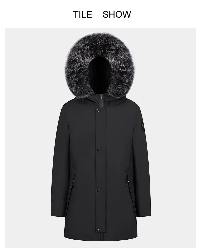 New Casual Long Real Big Fur Collar Mens Winter Down Jackets