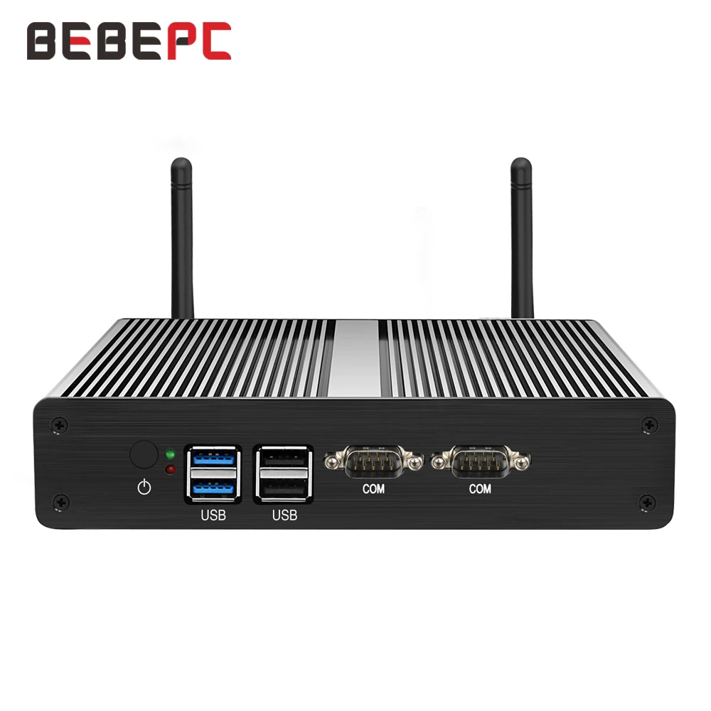 BEBEPC безвентиляторный мини ПК Celeron J1900 J1800 N2830 Dual LAN порт Gigabit 2 RS232 Windows 10 сеть