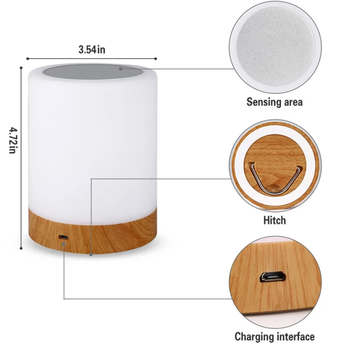 Portable Table Night Light Bedside Lamp Rechargeable RGB Dimmable Light Home Decor TP899
