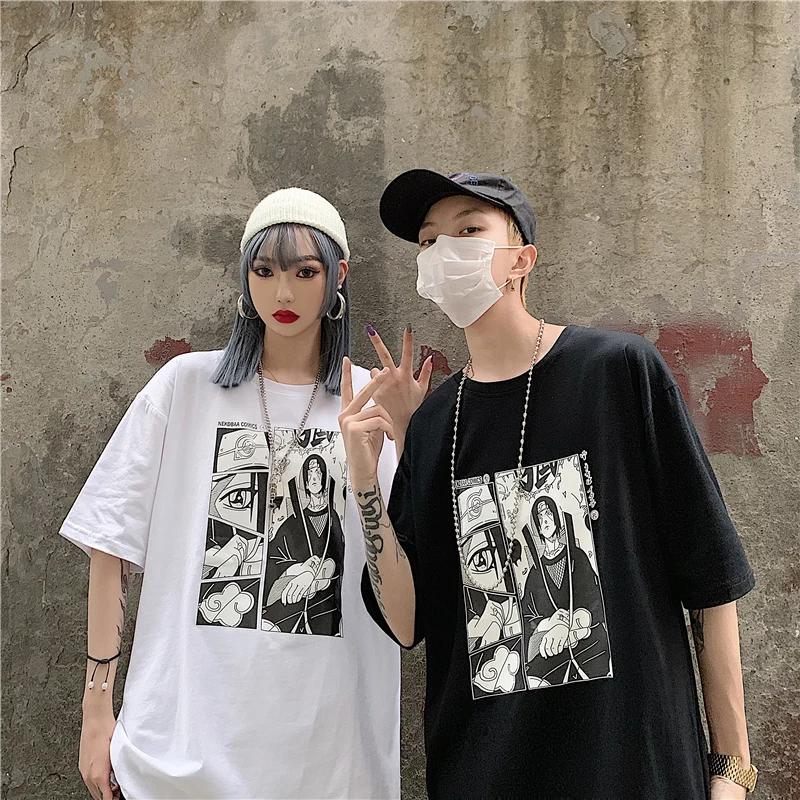 

summer cotton naruto t shirt Rick and Morty T-shirt Loose oversized Short sleeve cartoon Anime printing Vogue camiseta hombre
