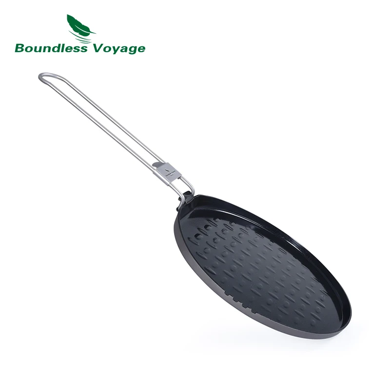 

Boundless Voyage Titanium Nonstick Pan with Folding Handle Outdoor Camping Picnic Hiking Barbecue Titanium Frying Pan Ti15168B