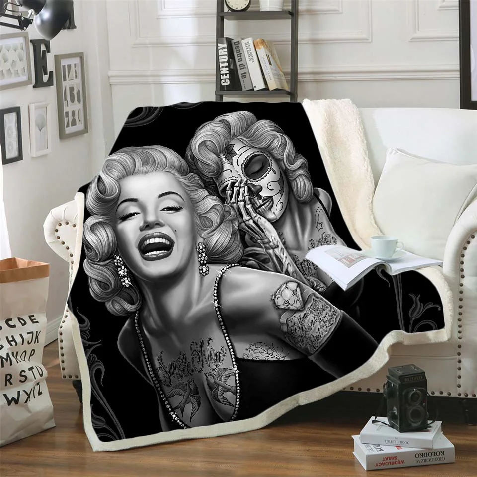 

Marilyn Monroe 3d printed fleece blanket for Beds Hiking Picnic Thick Quilt Fashionable Bedspread Sherpa Throw Blanket style-2