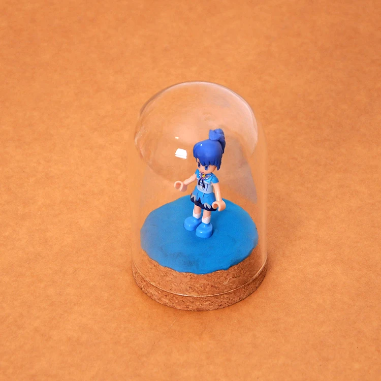 Fenteer Pack of 4 Small Clear Glass Dome Cover Cloche with Cork Base 10x6.5cm