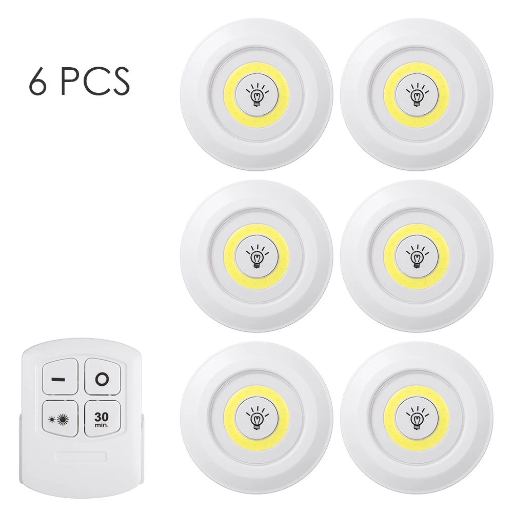 LED Puck Light Remote Controller Brightness Adjustable Wireless Touch Sensor Control Night Lamp Cabinet Lighting 3 Pack | Освещение