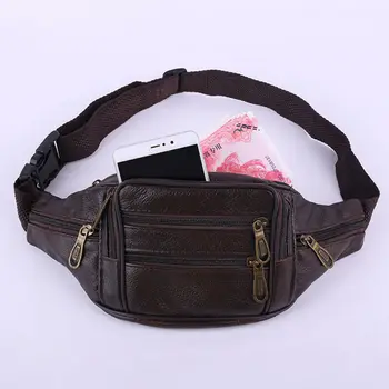 

Men's Waist Fanny Pack Belt Bag Leather Outdoor Sport Small Wallet Purse Waist Bag Fanny Pack Leather Crossbody Shoulder Belt