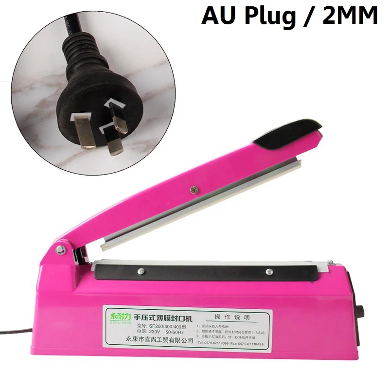 AU Plug 2 MM 300 Вт " ИМПУЛЬСНЫЙ ГЕРМЕТИК, машина для запечатывания тепла, кухонный вакуумный герметик для пищевых продуктов, полиэтиленовый пакет, упаковочные инструменты для ЕС/США/Великобритании/Австралии - Цвет: AU Plug 2 MM