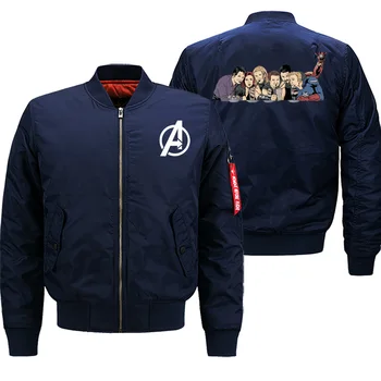 

Funny The Avengers Winter Men Jackets Coat Thick Hip Hop Marvel Streetwear Casual Zupper Motorcycle Bomber Jacket Warm Clothing