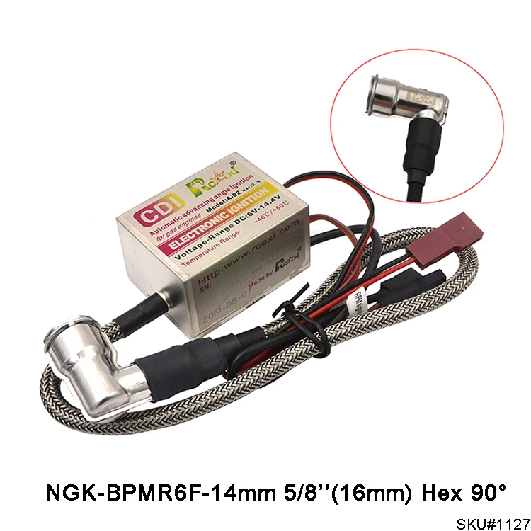 Rcexl однозажигание CDI NGK BPMR6F 14mm 5/8 ''(16 мм) Hex 90 градусов для газового бензинового