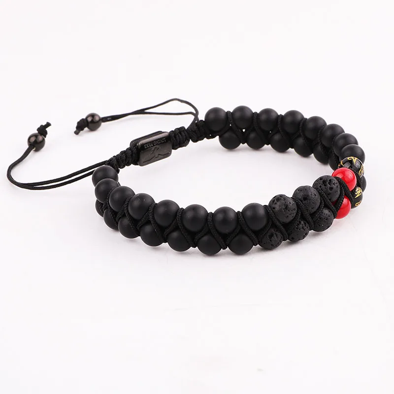New Design Natural Lava Stone Black Onyx Tibetan Beads Braided Macrame Adjustable Bracelet Women Men - Image 3