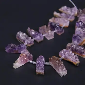 

Natural 11-18x28-46mm Amethysts Quartz Druzy Geode Slice Nugget Drusy Slab Gems Stone Lace Loose Beads 15"
