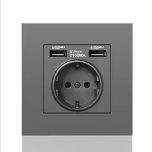 

DepoGuye wall type dual USB power socket 2.1A, bedroom socket, 16A wall socket, PC panel, Spain, Russia and EU standard socket