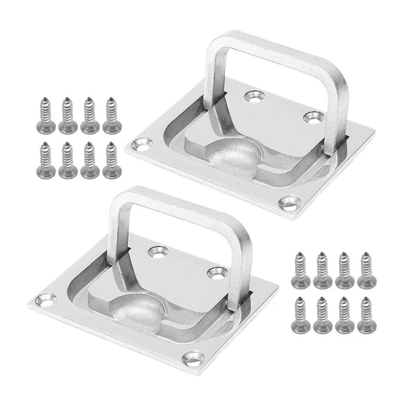 

2 Pack Boat Ring Hatch Pull Flush Lift, Flush Ring Pull, Marine Grade 316 Stainless Steel, 16 Pcs Free Mount Screws