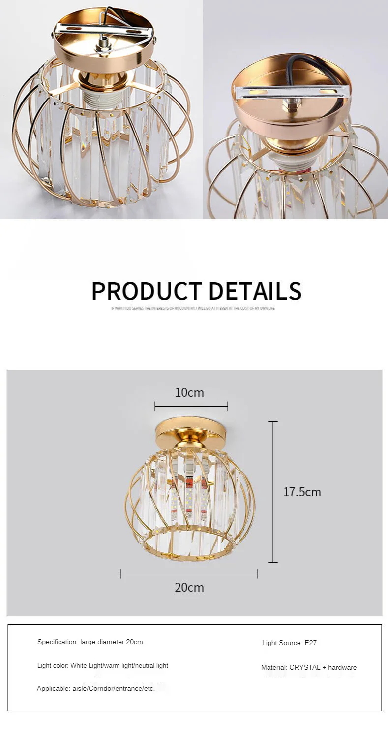 Luzes do Corredor Luz de Teto Estilo Nórdico Personalizado Criativo Luz Entrada Cristal Luzes Varanda Lâmpada Led 2 Luminária de teto de led estilo nórdico