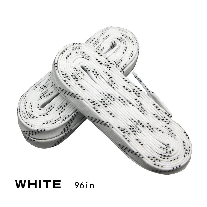 White 96in Шнурки для коньков 96in 108in 120in двухслойная оплетка дополнительные усиленные кончики вощеный кончик дизайн костюм для хоккеист на коньках хоккейная обувь кружева - Цвет: White 96in