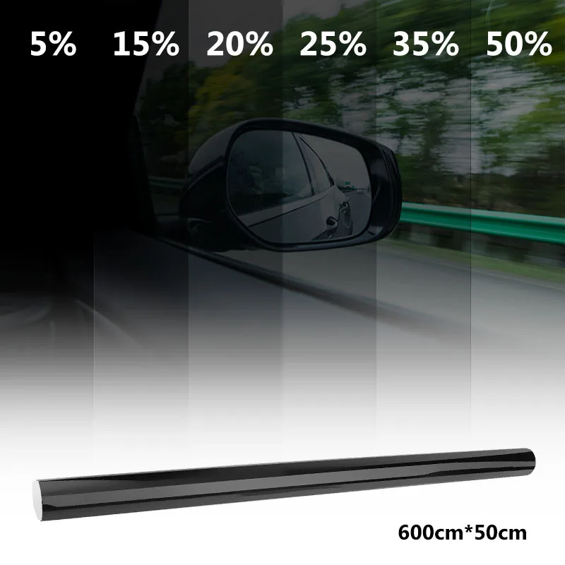 Baratos VODOOL 50x600cm del VLT negro coche ventana tinte rollo de película coche ventana de la casa de vidrio tintado película adhesiva UV Solar protección Curatin