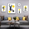 Yellow Marble Nordic Deer Canvas