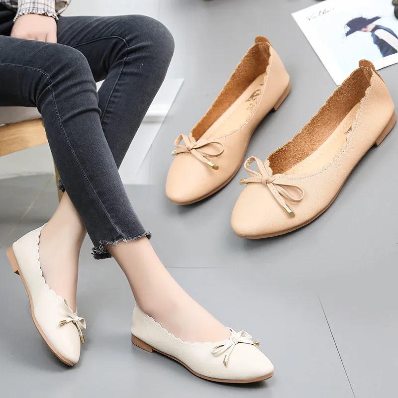 

Rubber Sole Shoes Slip-on WOMEN'S Shoes 2019 Autumn New Style Shoe Moccosins Women's Autumn & Winter Versatile Flat Top Shoes