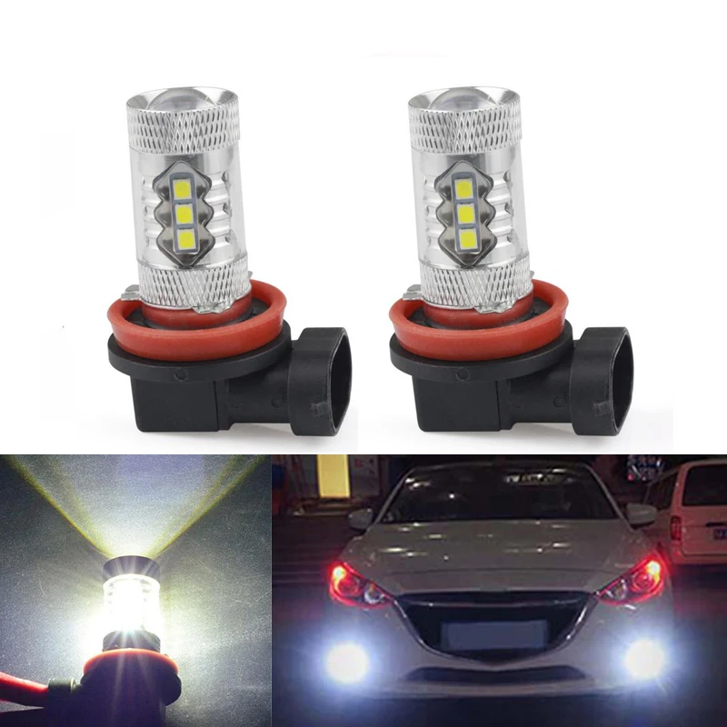 Светодиодные лампы 3030SMD отражающие зеркальные 2 шт. H11 H8 для противотуманных фар