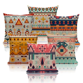 

Boho Ethnic Pattern Throw Pillowcase Bohemian Style Linen Cushion Cover Sofa Car Seat Home Living Room Decorative Pillow Case