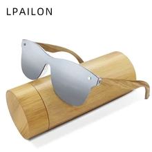 LPAILON Rimless Wood Mens Sunglasses Polarized Mirror Lens Sun Glasses for Men/Women Brand Design Colorful Shades