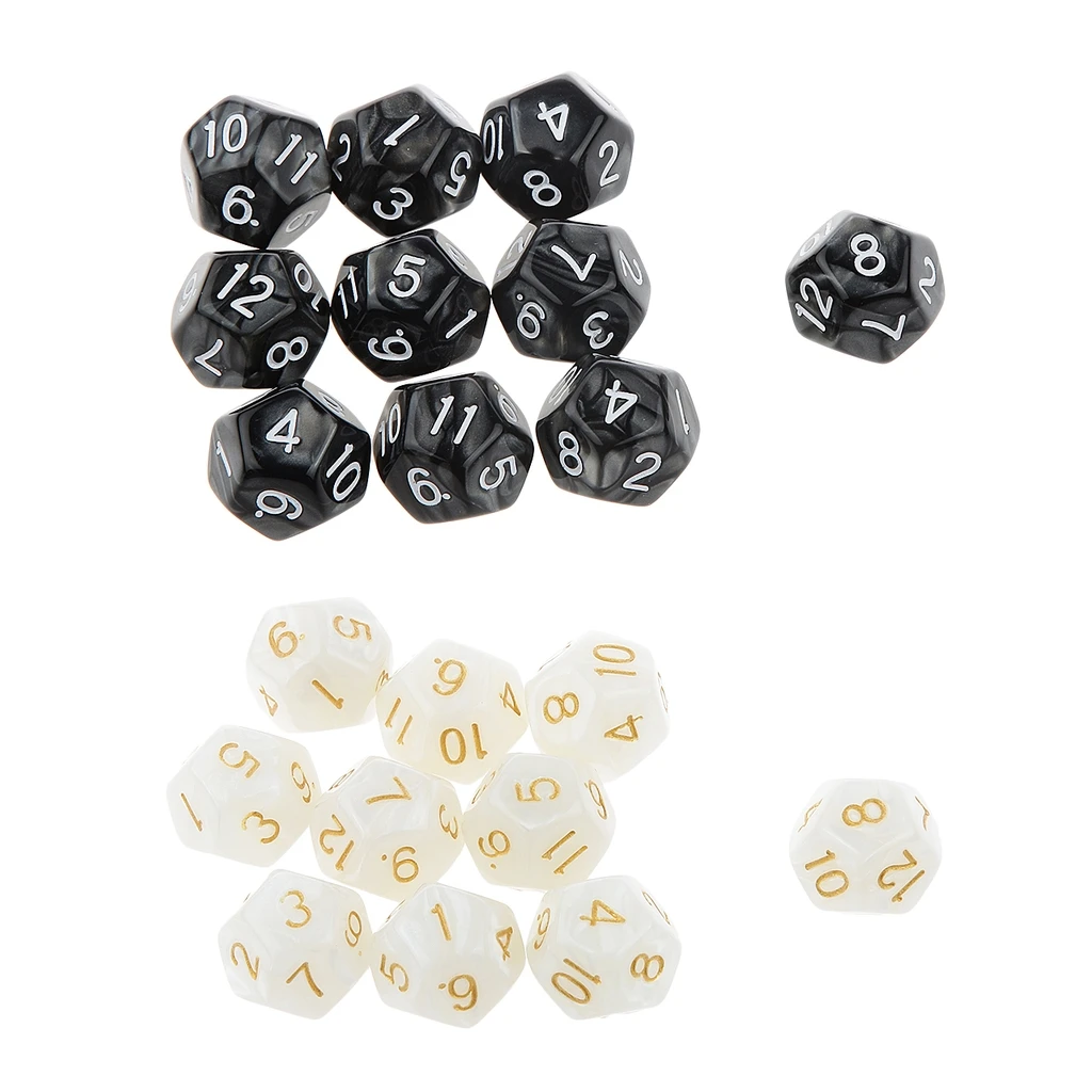 2 упаковки из 20 шт подземелья D& D ролевые игры двенадцати сторонних D12(1~ 12) игральные кости