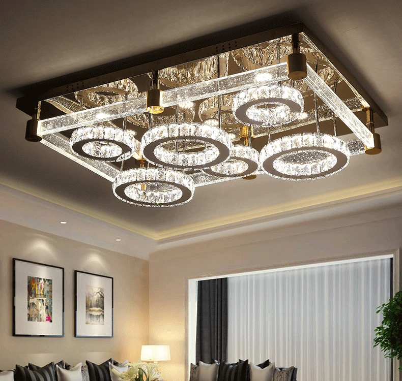 LED ceiling lamp living room lighting rectangular crystal lighting bedroom home headlight hall simple modern atmosphere