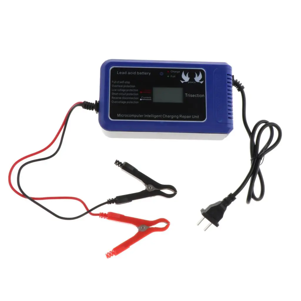 Car Battery Charger LCD Touch Screen Pulse Repair Motorcycle Lead Acid Battery