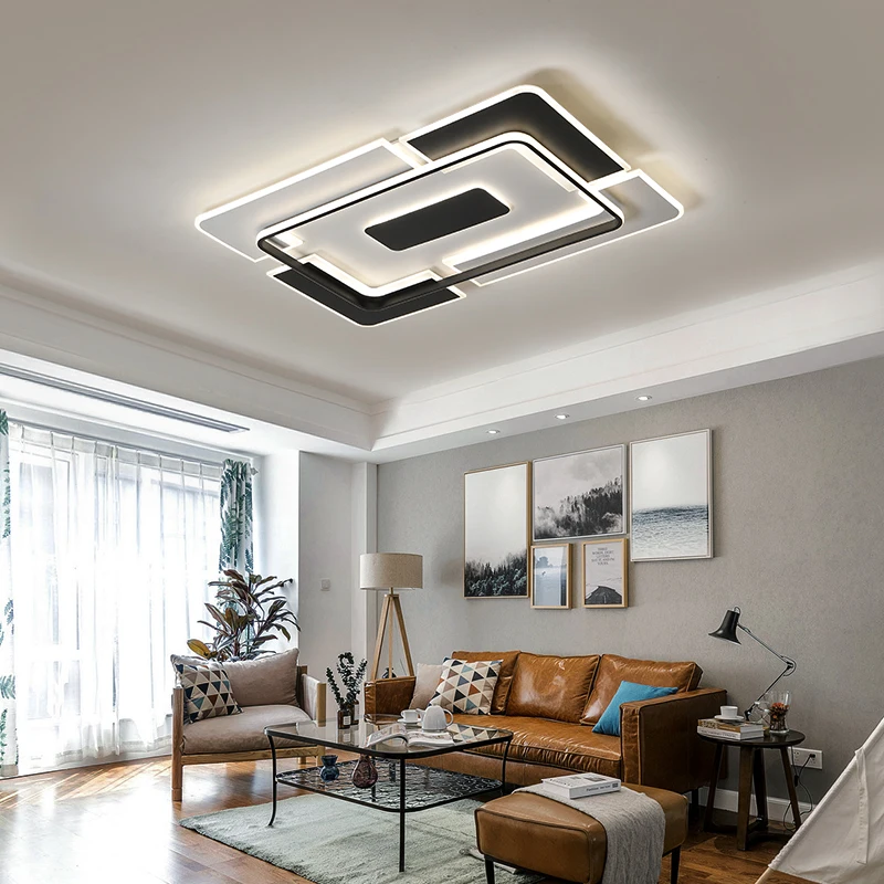 Люстра для гостиной, спальни, AC85-265V, прямоугольная квадратная ультратонкая белая люстра