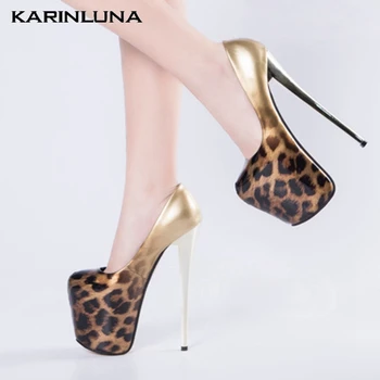 

Karinluna Dropship On Sale New Fashion Brand women shoes Multicolor High Platform Leopard Thin Heels Sexy Party Ladies Pumps