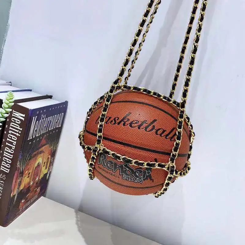 

Xianjian Unique Handbag of basketball shaped Unisex Girls*Boys Handbag Basketball Lovers Handbag with Snake chain