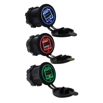 

Universal 12V-24V Auto Motorcycle RV 4.8A Dual USB Car Charger Power Outlet Display Voltmeter for 12-24V Car Boat Motorcycle