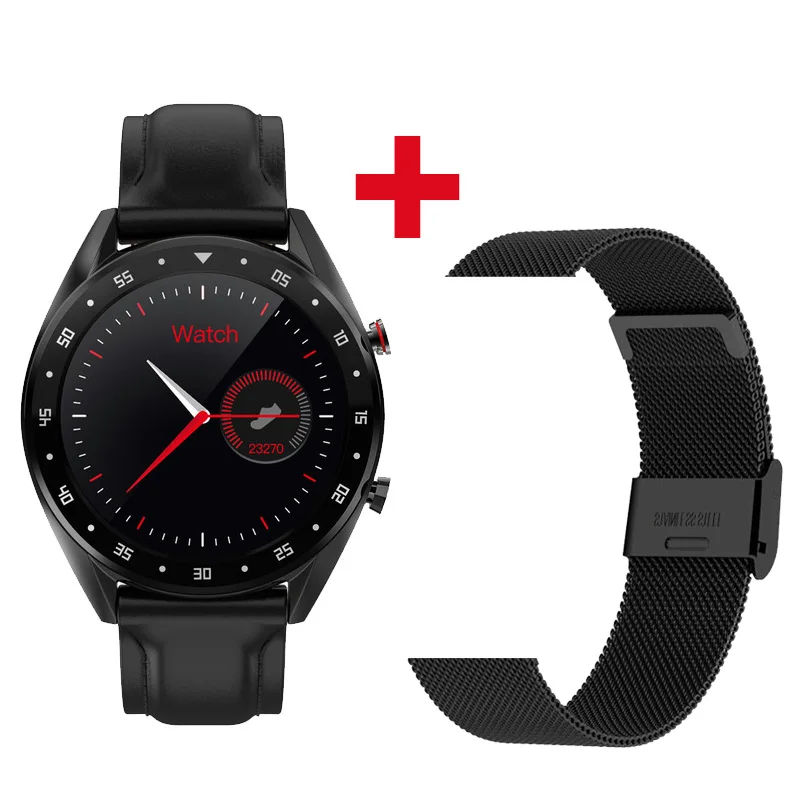 Fentorn Смарт часы PPG+ ЭКГ сердечный ритм кровяное давление Bluetooth телефонный звонок IP68 Водонепроницаемые Смарт-часы для мужчин для huawei xiaomi - Цвет: black leather metal