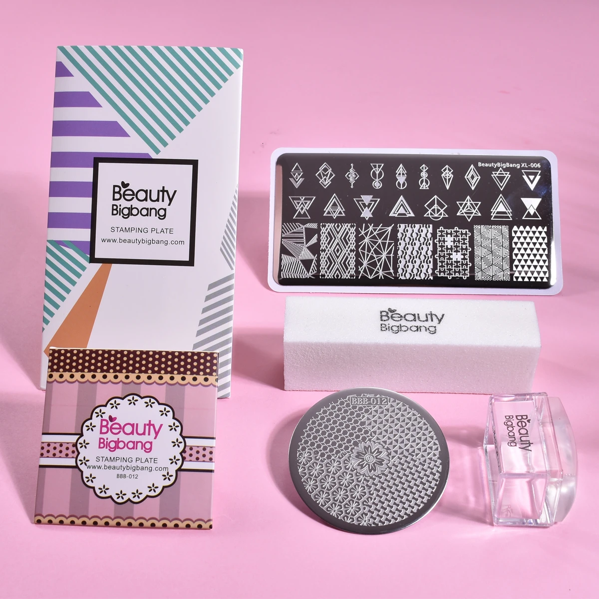 

BeautyBigBang Nail Stamping Plates Winter Snowman Striped Face Rabbit Image Stainless Steel Stamper Buffer Tool Nail Art Set