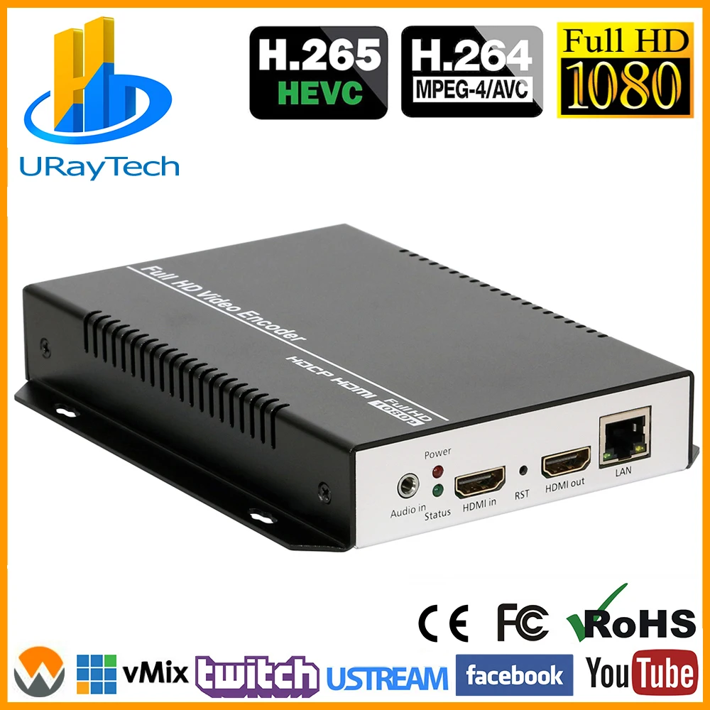 HEVC HDMI видео в IP кодировщик IPTV H.264 H.265 RTMPS RTMP Live кодировщик для прямой трансляции Wowza Twitch Youtube Facebook Live