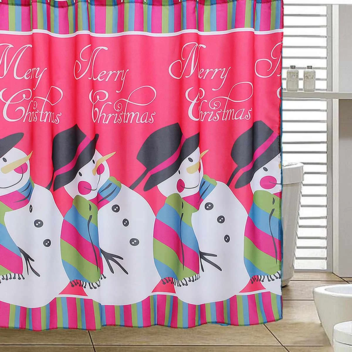 

180X180cm Merry Christmas Snowman Shower Curtain Waterproof Bathroom Bath Shower Cover Screen Home Bathroom Decorative Tool