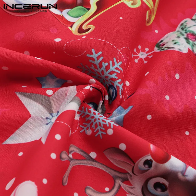 INCERUN Западная Рождественская рубашка с длинными рукавами, с отворотом, тонкое мужское лось, олень, с принтом, на пуговицах, Мужская Блузка Camisa Masculina
