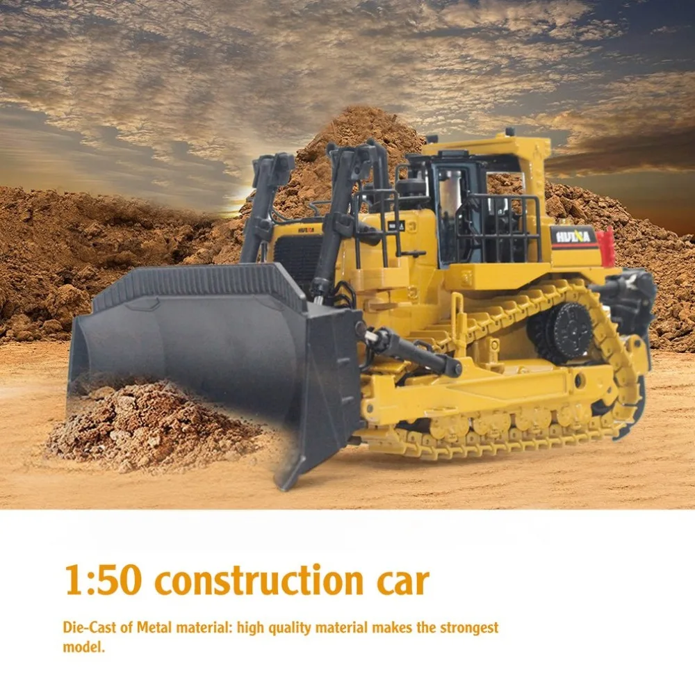 HUINA TOYS 1700 1:50 литой под давлением тяжелый бульдозер инженерный грузовик статическая модель гусеничный колесный бульдозер детские игрушки подарок