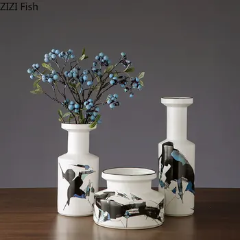 

Abstract Painted Ceramic Vases Simple White Porcelain Vase Desktop Decor Floral Arrangement Home Decoration Accessories Modern