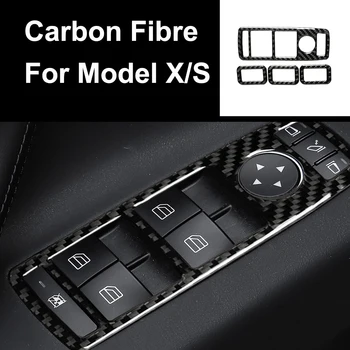 

Car Door Lift Window Button Panel for Tesla Model X S Auto Interior Carbon Fiber Protective Door Decors Stickers Car Accessories