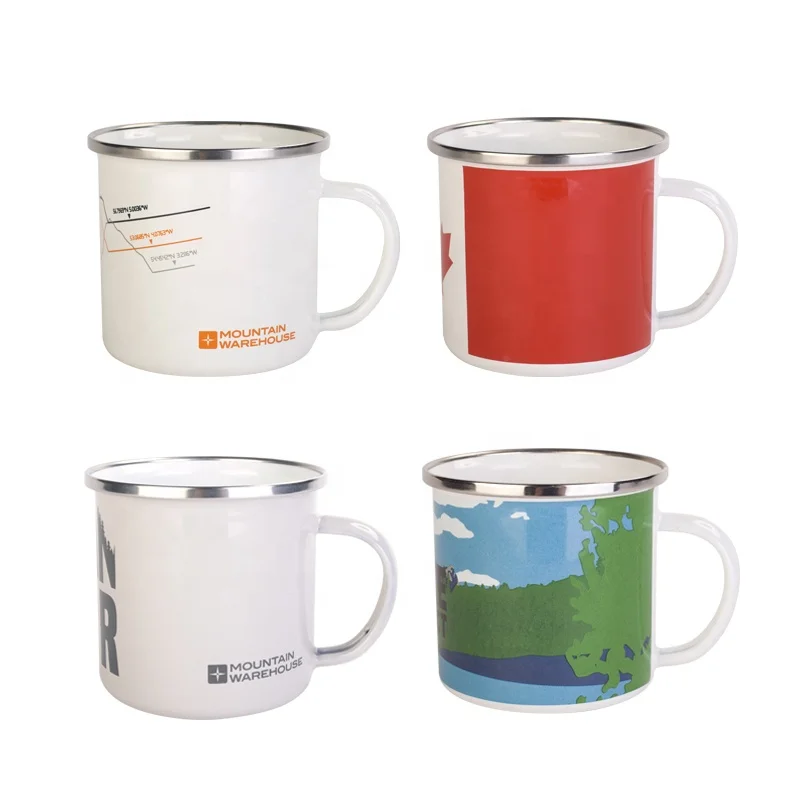 Custom metal edge coffee travel sublimation enamel camping mug wholesale