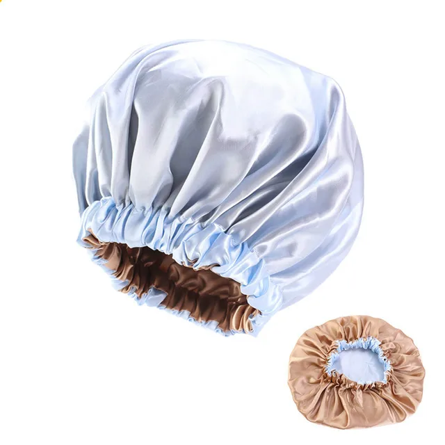 Wholesale Silky Satin Bonnet Hair Cap Double Layer Sleep Night Cap with Invisible Flat Adjusting Button Head Cover Bonnet Hat style454-2
