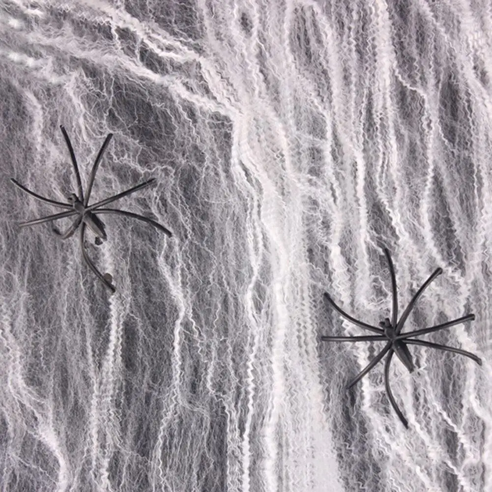 

Durable Halloween Artificial Stretchy Cobweb Realistic Spider Web Haunted House Props Party Decor