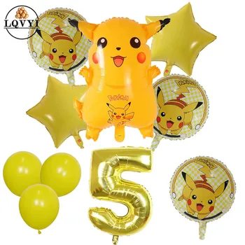 

10pcs 30'' number 1 2 3 4 5 6 7 8 9 Cartoon Pikachu Pokemon Go Foil Balloons Children Helium balloons birthday party decoration