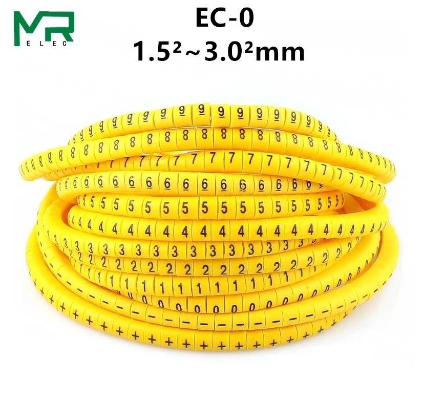 EC-0 Кабельные маркеры с буквенным принтом для детей от 0 до 9 +-х 600 шт (Each50pcs) диаметр