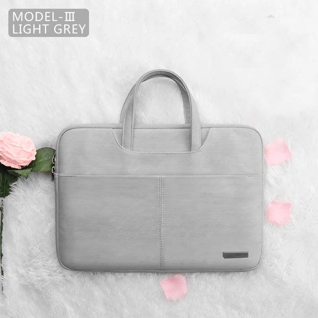 Laptop Bag 13.3 15.6 14 inch Waterproof Notebook Bag Sleeve For Macbook Case M1 Air Pro 13 15 Huawei Shoulder Handbag Briefcase LIGHT GREY 3