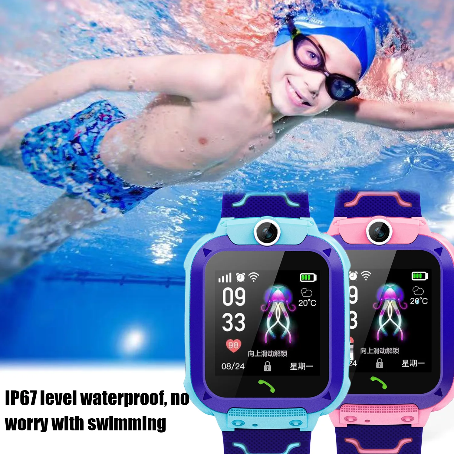 

Multifunction Waterproof Anti-lost Smart Connect Watch Smartwatch Phone Tracker Locater Real-time Monitor for Kids Children